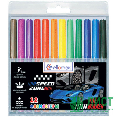 Фломастеры (Attomex) Speed Zone 12 цветов вентилируемый колпачок пластиковый блистер арт.5081440 Фломастеры (Attomex) Speed Zone 12 цветов вентилируемый колпачок пластиковый блистер арт.5081440