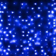 Гирлянда электрическая для дома занавес Дождь 3*2,5м 480LED цвет синий (светлый провод) 8режимов (можно соединять) арт.138-005
