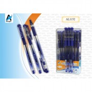 Ручка шариковая прозрачный корпус резиновый упор (ALINGAR) тонированная синий, масляная , игла стержень арт.AL1152