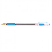 Ручка шариковая  прозрачный корпус  резиновый упор (MC Gold) голубая