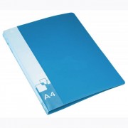 Папка скоросшиватель пружинный А4 16мм пластик 0,7мм синяя, с карманом (Бюрократ) арт.PZ07PBLUE