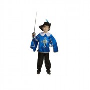 Костюм для мальчика Мушкетер синий (плащ,брюки,шляпа,шпага) ткань арт.7003-1-152-76