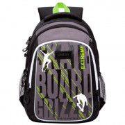 Рюкзак для мальчиков (GRIZZLY) арт RB-152-2/1 черный - салатовый 27х41х20 см
