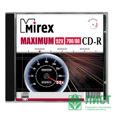 Диск  CD-R Mirex Maximum 700Мб 80мин 52хx Slim Case (ст.5) штука Диск  CD-R Mirex Maximum 700Мб 80мин 52хx Slim Case (ст.5) штука