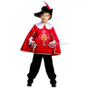 Костюм для мальчика Мушкетер красный (плащ,брюки,шляпа,шпага) р.34(134) ткань арт.7003-2-134-68