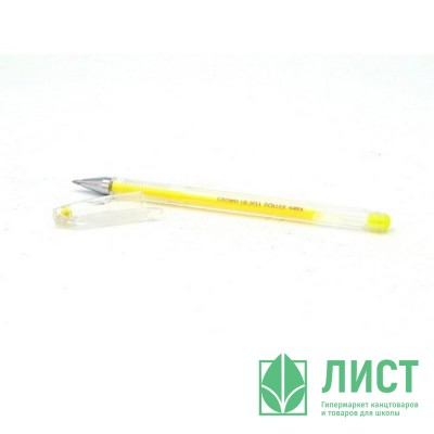 Ручка гелевая  прозрачный корпус  Crown 0,7мм желтая арт.HJR-500H Ручка гелевая  прозрачный корпус  Crown 0,7мм желтая арт.HJR-500H