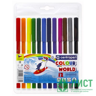 Фломастеры (Centropen) Colour World Washable 12 цветов арт.7550/12 TP / 7790/12 TP Фломастеры (Centropen) Colour World Washable 12 цветов арт.7550/12 TP / 7790/12 TP