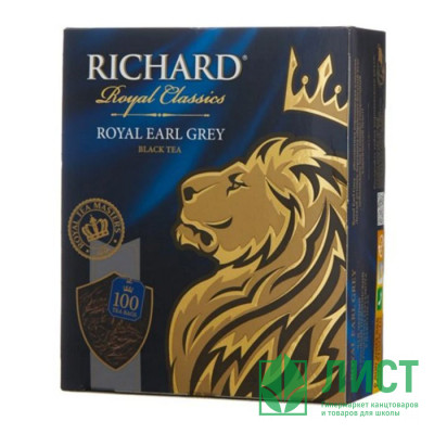 Чай Richard 100пак. Royal Earl Grey черный с бергамотом (Ст.6) Чай Richard 100пак. Royal Earl Grey черный с бергамотом (Ст.6)