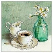 Набор для вышивки бисером Кофе и цветы (РК) 15*15см арт.BL015