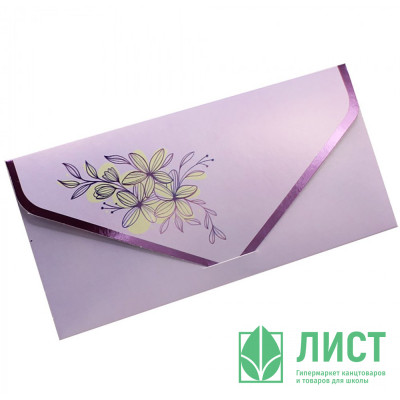 Открытка-конверт &quot;Цветы на фиолетовом&quot; металлизированный арт.БКМ-00010 Открытка-конверт "Цветы на фиолетовом" металлизированный арт.БКМ-00010