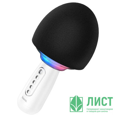 Караоке микрофон HOCO BK7 (Bluetooth,динамики,TF) цв.белый Караоке микрофон HOCO BK7 (Bluetooth,динамики,TF) цв.белый
