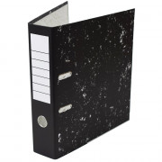 Папка-регистратор 80мм (+/-5) мрамор черный, металлический уголок, собранная арт.1741800 (Ст.50)