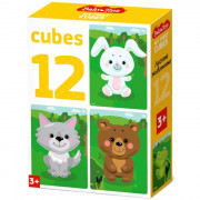 Игра настольная Кубики пластиковые Лесные животные (без обклейки) 12 шт Baby Toys (ДК) арт.03538