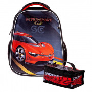 Ранец для мальчиков школьный (Hatber) Ergonomic light Super Sports Car +термосумка 38х29х15 арт NRk_60007