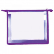 Папка школьная для тетрадей А5 на молнии (ОНИКС) прозрачная  Фиолетовая арт.ПТ-750