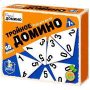 Игра настольная Домино детское Тройное домино (ДК) деревянное арт 02982
