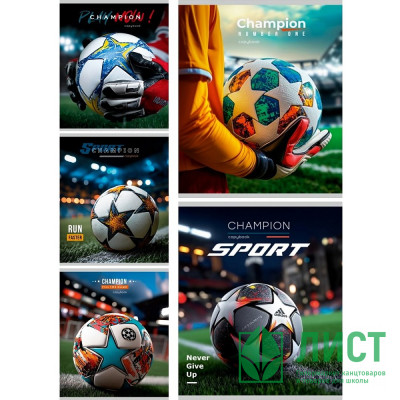 Тетрадь А5 клетка 48 листов скоба (Prof-Press) Чемпионский мячик мелованная обложка ассорти  арт.Т48-9123 Тетрадь А5 клетка 48 листов скоба (Prof-Press) Чемпионский мячик мелованная обложка ассорти  арт.Т48-9123