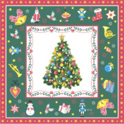 Салфетки бумажные 33*33см 3 слоя 20шт/уп. Bouquet "Новогодняя сказка на зеленом" арт.57107