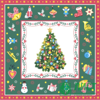 Салфетки бумажные 33*33см 3 слоя 20шт/уп. Bouquet &quot;Новогодняя сказка на зеленом&quot; арт.57107 Салфетки бумажные 33*33см 3 слоя 20шт/уп. Bouquet "Новогодняя сказка на зеленом" арт.57107