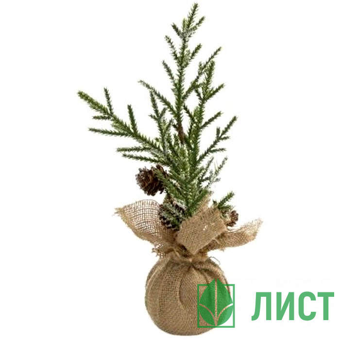 Композиция новогодняя настольная в мешке "Еловая веточка с шишками" 25*14см арт.82208