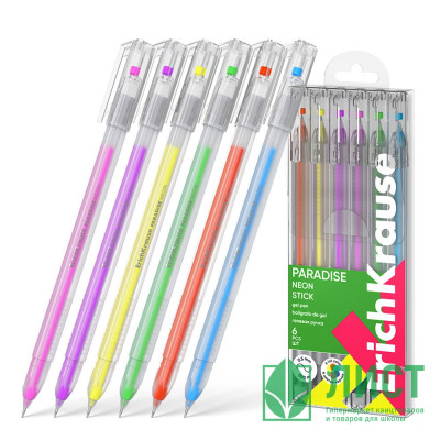 Набор ручек гелевых 6 цветов (ErichKrause) Paradise Stick Neon d=0.6мм арт.61309 Набор ручек гелевых 6 цветов (ErichKrause) Paradise Stick Neon d=0.6мм арт.61309