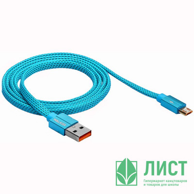 Кабель USB - micro USB "WALKER" C755, синий Кабель USB - micro USB "WALKER" C755, синий