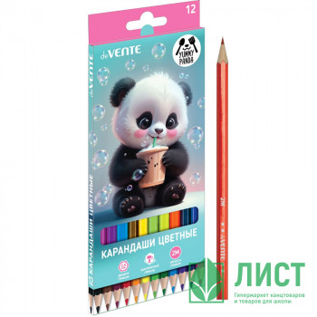 Карандаши цветные (deVENTE) Yummy Panda 12 цветов 2М 2,8 мм шестигранные арт.5022536 Карандаши цветные (deVENTE) Yummy Panda 12 цветов 2М 2,8 мм шестигранные арт.5022536