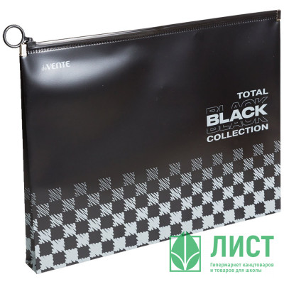 Папка-конверт на молнии А4(320*240) 180мкм deVENTE TOTAL BLACK черная с дизайном арт.3071325 Папка-конверт на молнии А4(320*240) 180мкм deVENTE TOTAL BLACK черная с дизайном арт.3071325