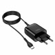 Блок питания сетевой 1 USB HOCO C72Q Glorious (2400mA,кабель микро USB)  цв.черный