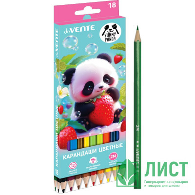 Карандаши цветные (deVENTE) Yummy Panda 18 цветов 2М 2,8 мм шестигранные арт.5023536 Карандаши цветные (deVENTE) Yummy Panda 18 цветов 2М 2,8 мм шестигранные арт.5023536