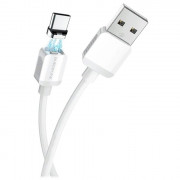 Кабель USB - микро USB Borofone BX57 Effective,1.0м,круглый, 2.4A,силикон,магнитный,цв.белый