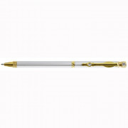 Ручка шариковая подарочная (Basir) серебристаяс золотистыми деталями, со стразами, металл, поворотный механизм арт.МС-340 (Ст.12/60)