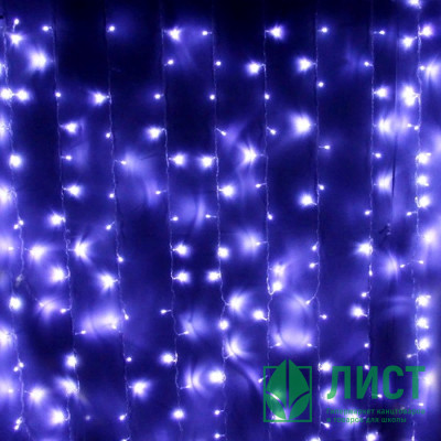 Гирлянда электрическая уличная занавес Дождь 1,5*2,5м 360LED &quot;Мерцание&quot; цвет белый (светлый провод) 8режимов арт.183-096 Гирлянда электрическая уличная занавес Дождь 1,5*2,5м 360LED "Мерцание" цвет белый (светлый провод) 8режимов арт.183-096