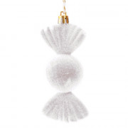Фигурка на ёлку пластик "Конфетка" 11см цв.белый арт.94396