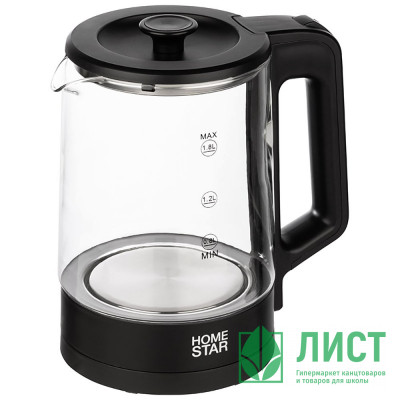 Чайник стекло 1,8л Homestar, арт. HS-1008, черный, 1500Вт Чайник стекло 1,8л Homestar, арт. HS-1008, черный, 1500Вт
