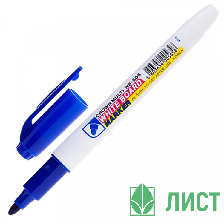 Маркер для доски CROWN круглый 2мм синий арт.WB-505/164250