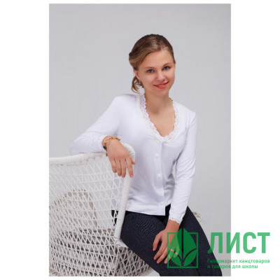 Блузка для девочки трикотажная (Полюсклаб) длинный рукав цвет белый арт.VSD1501-02-2015 размер 40/164 Блузка для девочки трикотажная (Полюсклаб) длинный рукав цвет белый арт.VSD1501-02-2015 размер 40/164