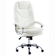 Кресло для руководителя хром/эко-кожа SOFTY LUX белый (36-01)