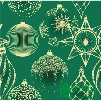 Салфетки бумажные 33*33см 3 слоя 20шт/уп. Bouquet &quot;Золотые украшения на зелёном&quot; арт.25124 Салфетки бумажные 33*33см 3 слоя 20шт/уп. Bouquet "Золотые украшения на зелёном" арт.25124