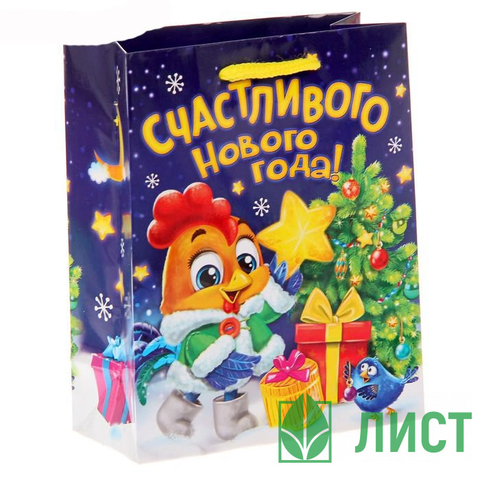 Пакет подарочный 11*14см бумаж. Новогодний петушок арт.1299838