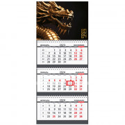 Календарь настенный 3-бл 2024 295*710мм "Медный дракон" на 3 гребях Attomex арт.2133315