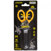 Ножницы детские 135мм пластиковые ручки (deVENTE) SuperHero. Ninja черные с желтым защитный футляр арт.8010329