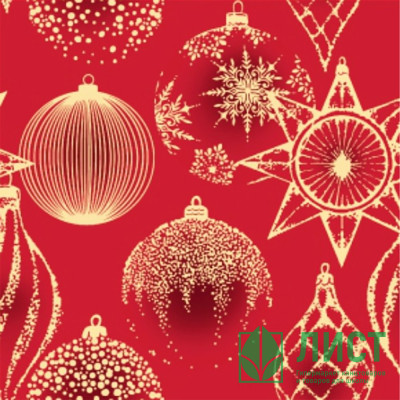 Салфетки бумажные 33*33см 3 слоя 20шт/уп. Bouquet &quot;Золотые украшения на красном&quot; арт.25123 Салфетки бумажные 33*33см 3 слоя 20шт/уп. Bouquet "Золотые украшения на красном" арт.25123