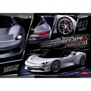 Альбом для рисования 40 листов скоба (Hatber) SuperCarsWorld матовая ламинация 3D фольга арт 40А4лофВ