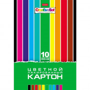 Цветной картон лакированный А4 10 листов 10 цветов односторонний (Hatber) Creative Set арт.10Кц4л_05930