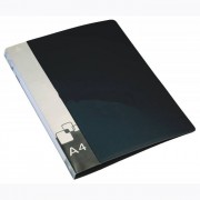 Папка с прижимом А4 16мм пластик 0,7мм черная, с карманом (Бюрократ) арт.PZ07CBLCK (Ст.30)