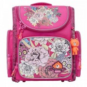Ранец для девочек школьный (Grizzly) арт S-10 фуксия-розовый 34х37х18см