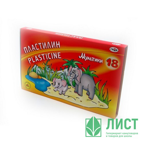 Пластилин 18 цветов 360 грамм Гамма МУЛЬТИКИ со стеком арт 280028/281028