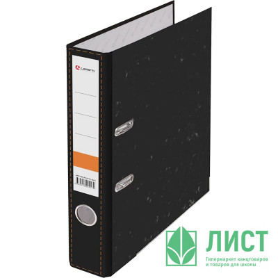 Папка-регистратор 50мм мрамор черный, металлический уголок, собранная Папка-регистратор 50мм мрамор черный, металлический уголок, собранная