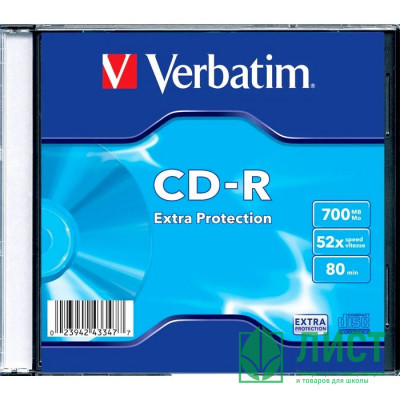 Диск CD-R Verbatim 700 Mb, 52x, Slim Case (1) Диск CD-R Verbatim 700 Mb, 52x, Slim Case (1)